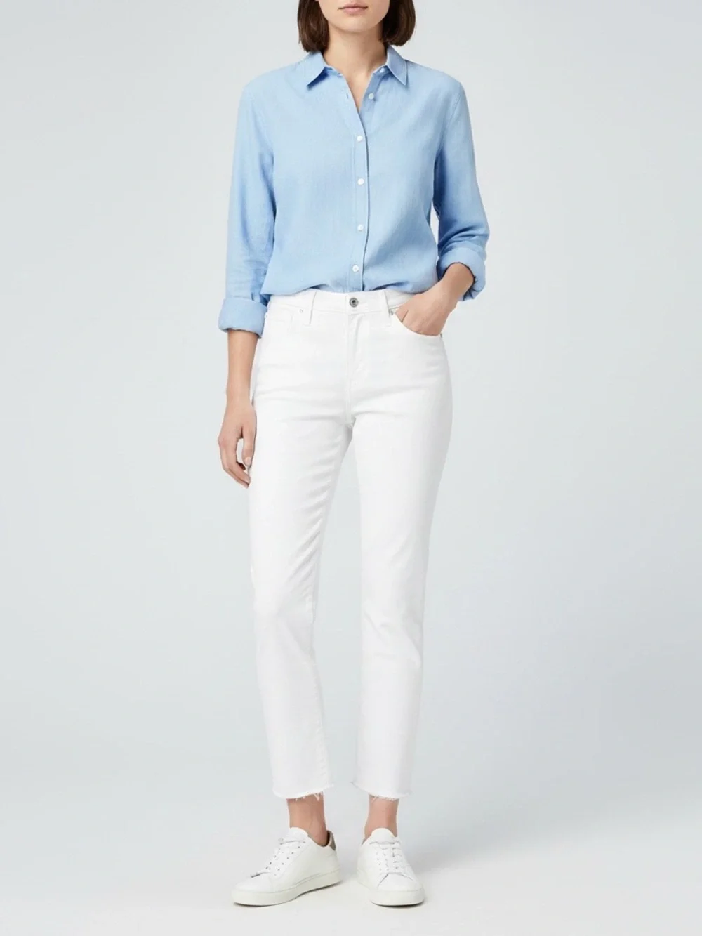 J. Crew White Ankle Crop Straight Jeans